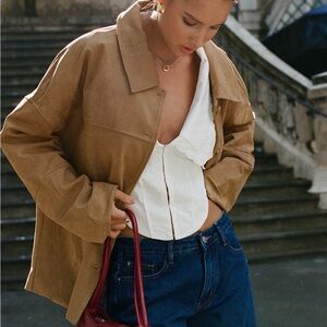 Princess Polly Huntsville Faux Suede Jacket Brown